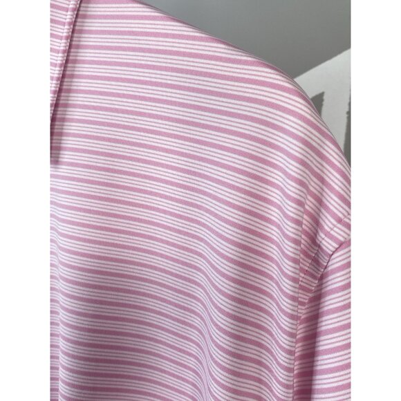 Peter Millar Summer Comfort Pink Bloom Heritage Stripe Golf Polo Mens XL Stretch - Picture 5 of 16